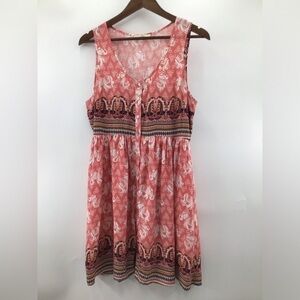 Entro Coral and Purple Sleeveless Midi Dress